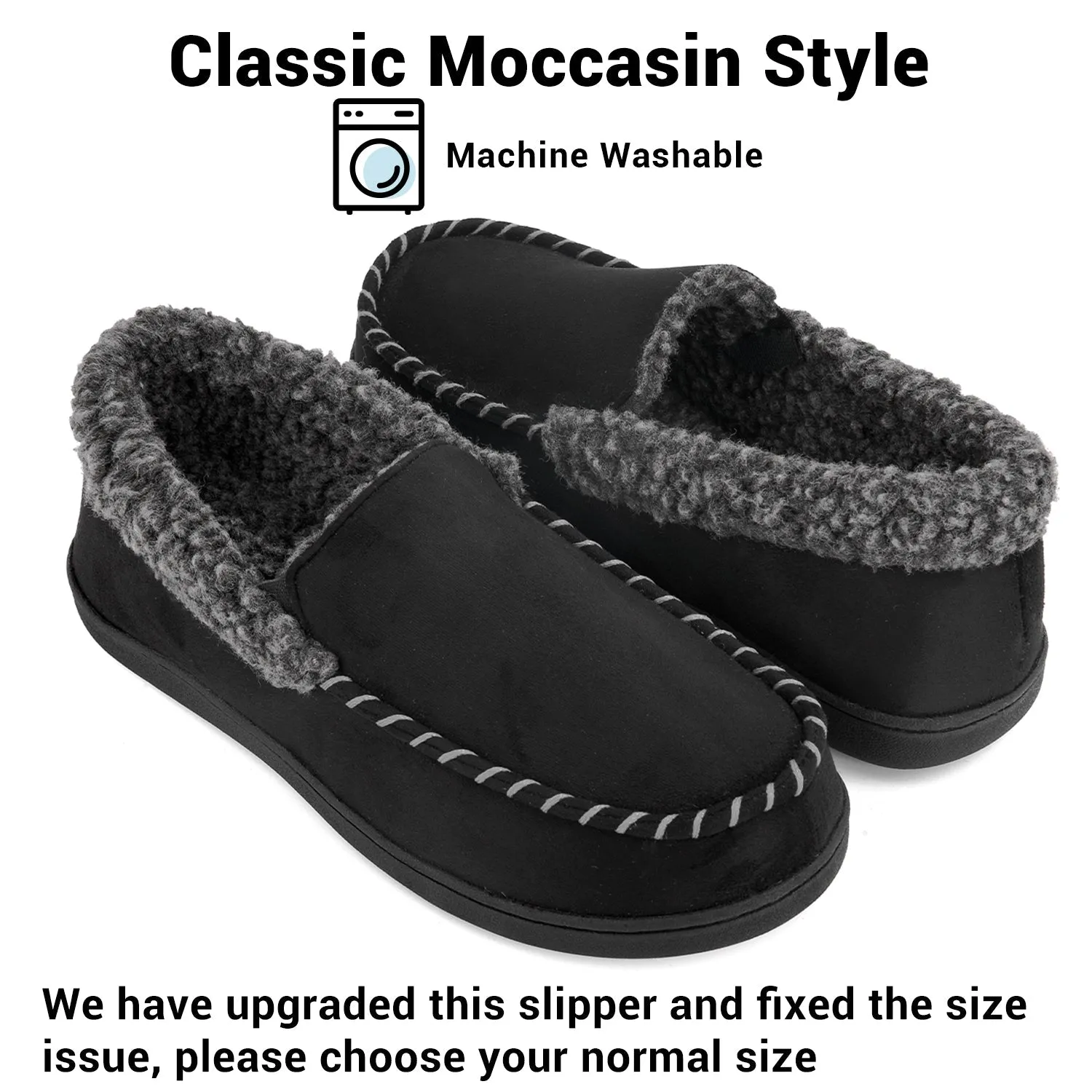 VONMAY Men's Moccasin Slippers Fuzzy House Shoes  Memory Foam