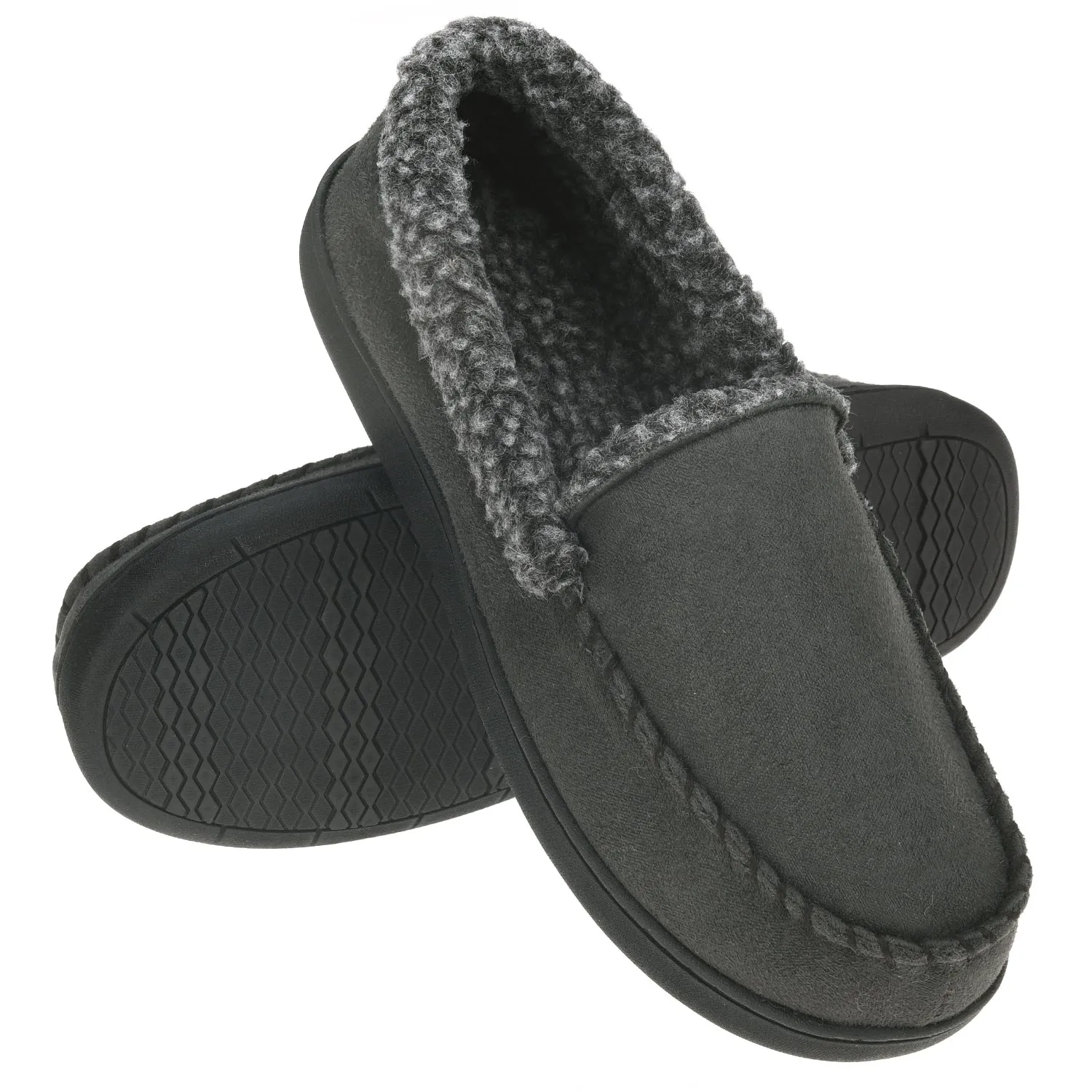 VONMAY Men's Moccasin Slippers Fuzzy House Shoes  Memory Foam