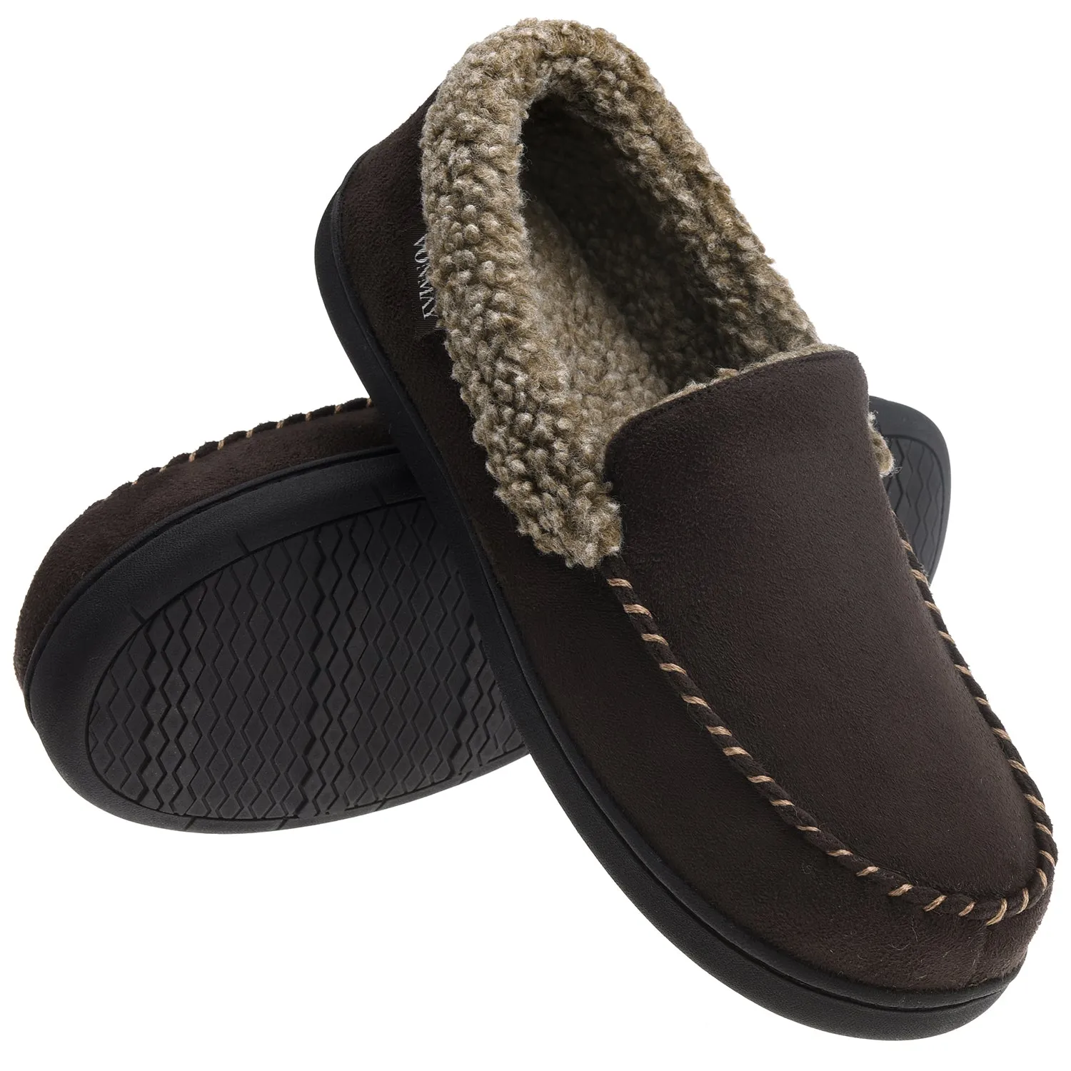 VONMAY Men's Moccasin Slippers Fuzzy House Shoes  Memory Foam