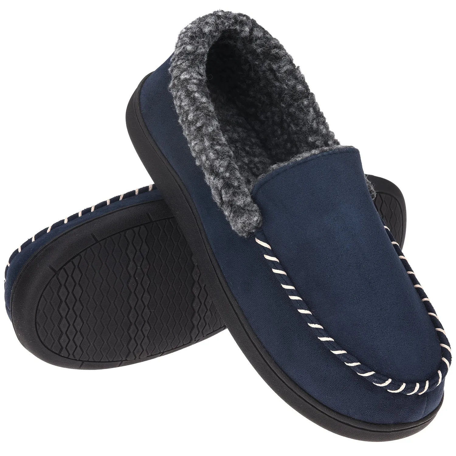 VONMAY Men's Moccasin Slippers Fuzzy House Shoes  Memory Foam