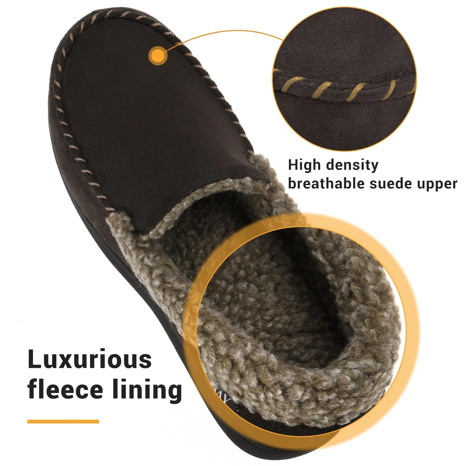 VONMAY Men's Moccasin Slippers Fuzzy House Shoes  Memory Foam