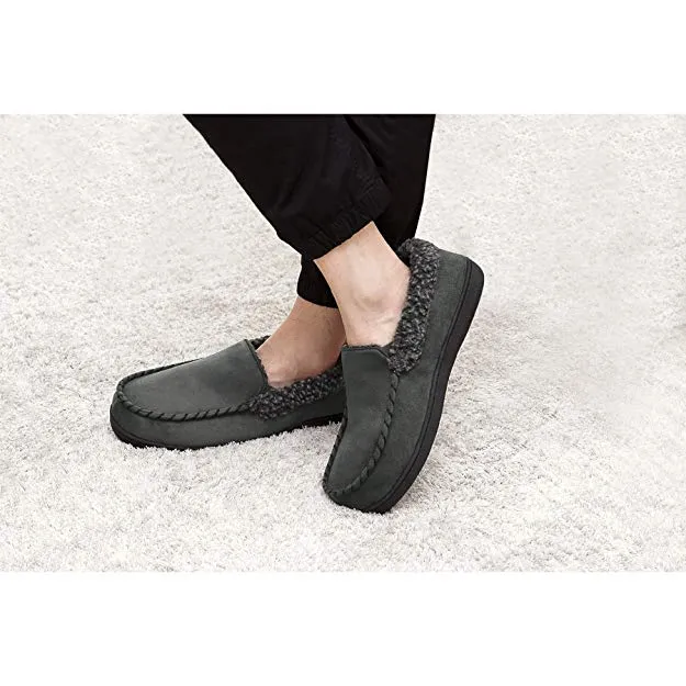 VONMAY Men's Moccasin Slippers Fuzzy House Shoes  Memory Foam