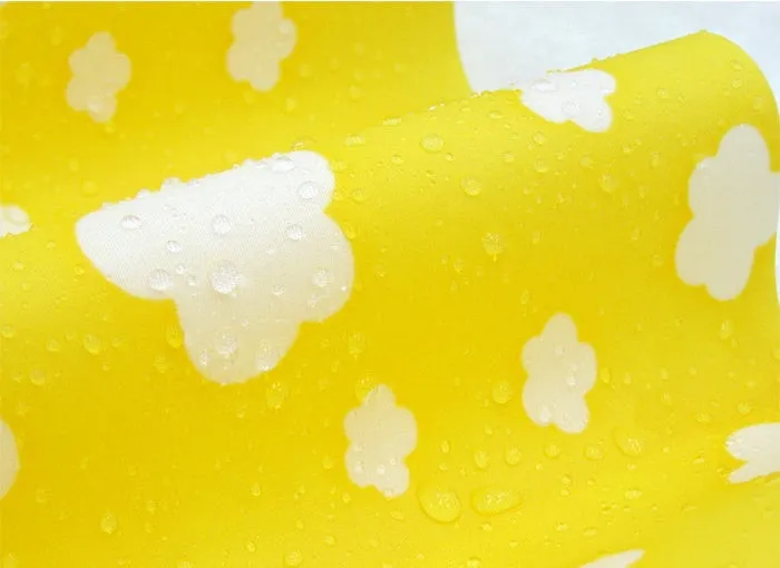 Waterproof Fabric Clouds on Yellow per Yard 30366