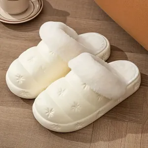 Waterproof Plush-Lined Winter House Slippers