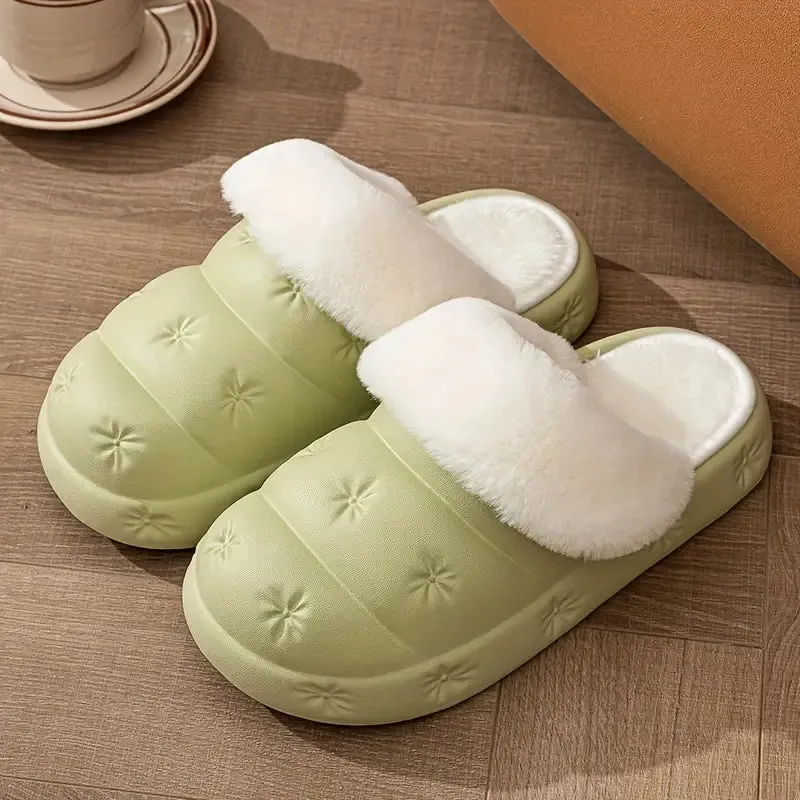 Waterproof Plush-Lined Winter House Slippers