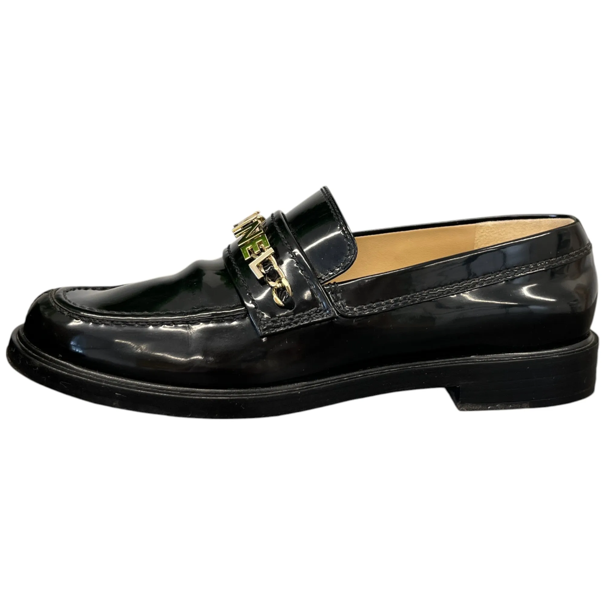 Women's Chain Logo Detail Loafers Black Size EU 38.5 / UK 5.5