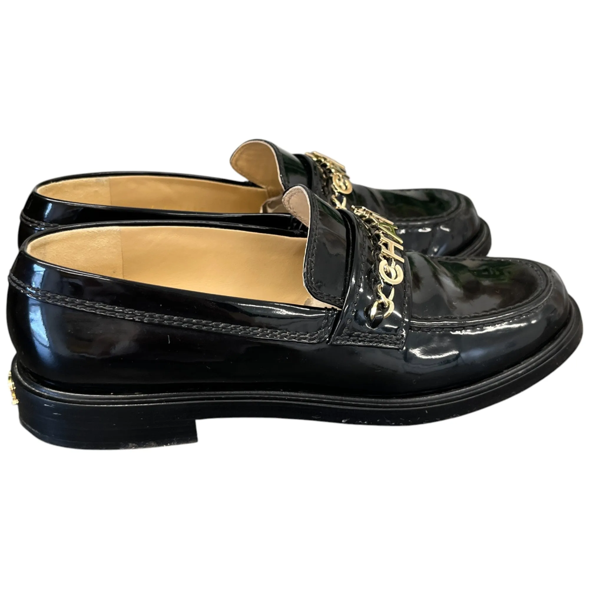 Women's Chain Logo Detail Loafers Black Size EU 38.5 / UK 5.5