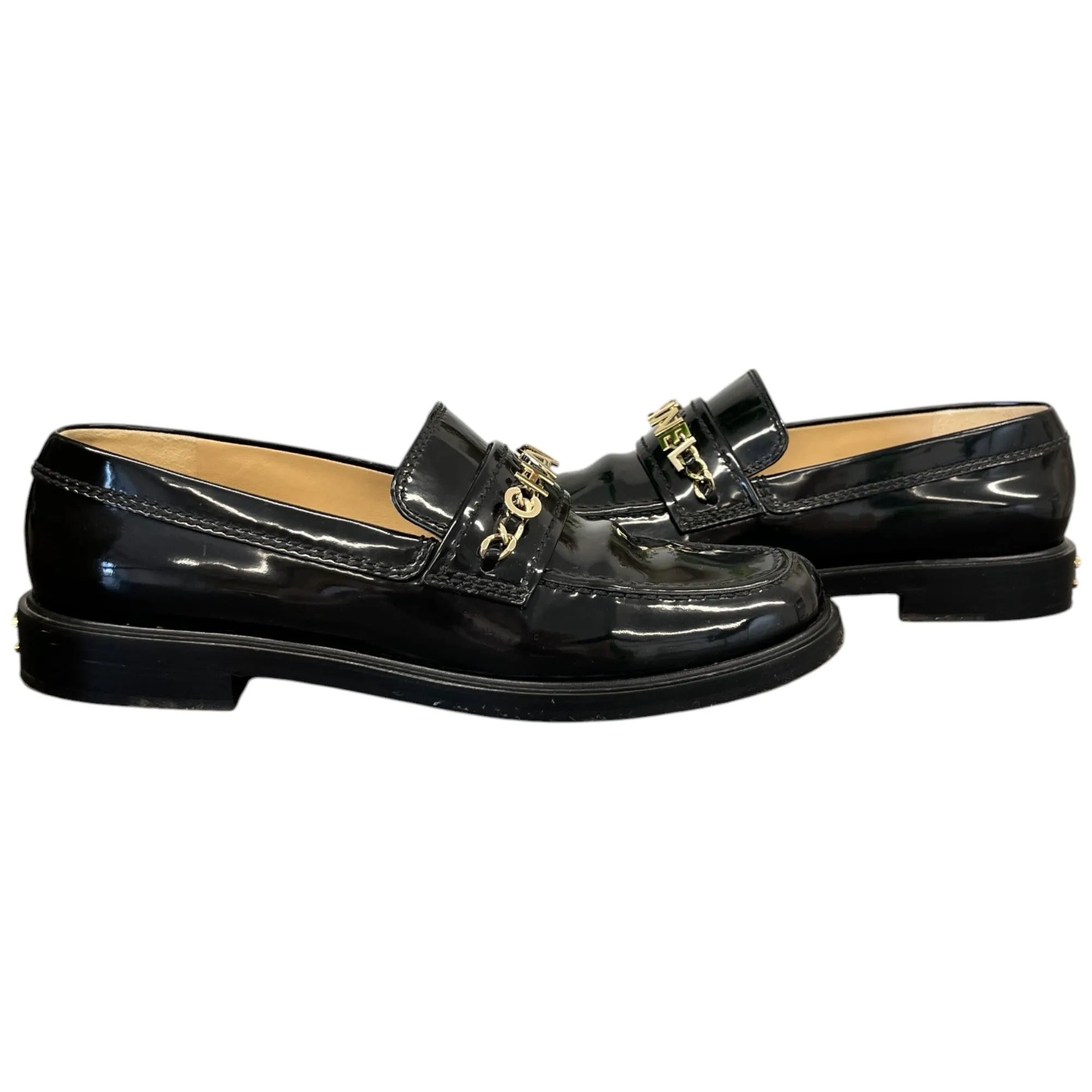 Women's Chain Logo Detail Loafers Black Size EU 38.5 / UK 5.5
