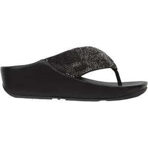 Women's Fit Flop Twiss Crystal Toe Post Black Microfibre