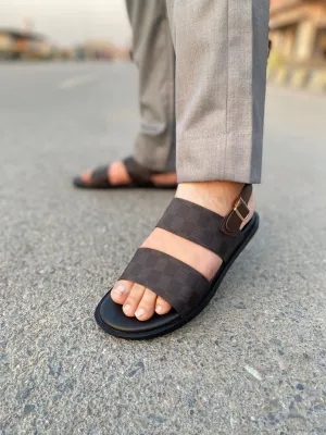 WS Handmade Checkered Sandal WS-132 BRN
